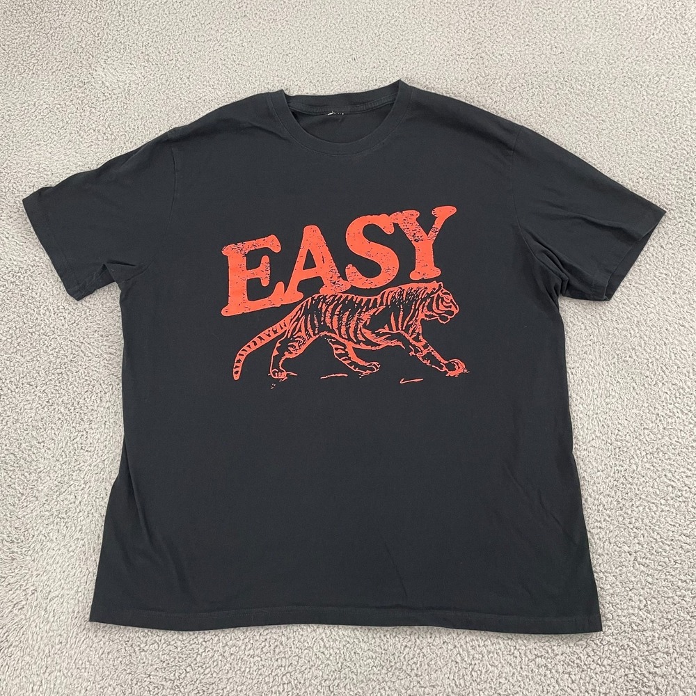 Easy Tiger Graphic T-Shirt Men 2XL Black Retro Short Sleeve